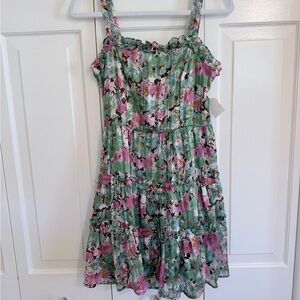 Floral Dress - Green and Pink